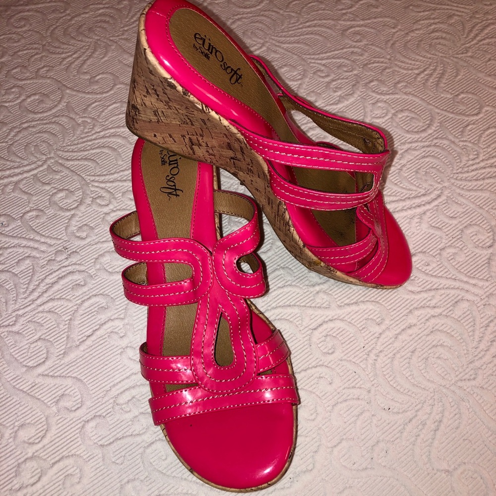 EüroSoft by Söfft Hot Pink Cork Sandals sz9